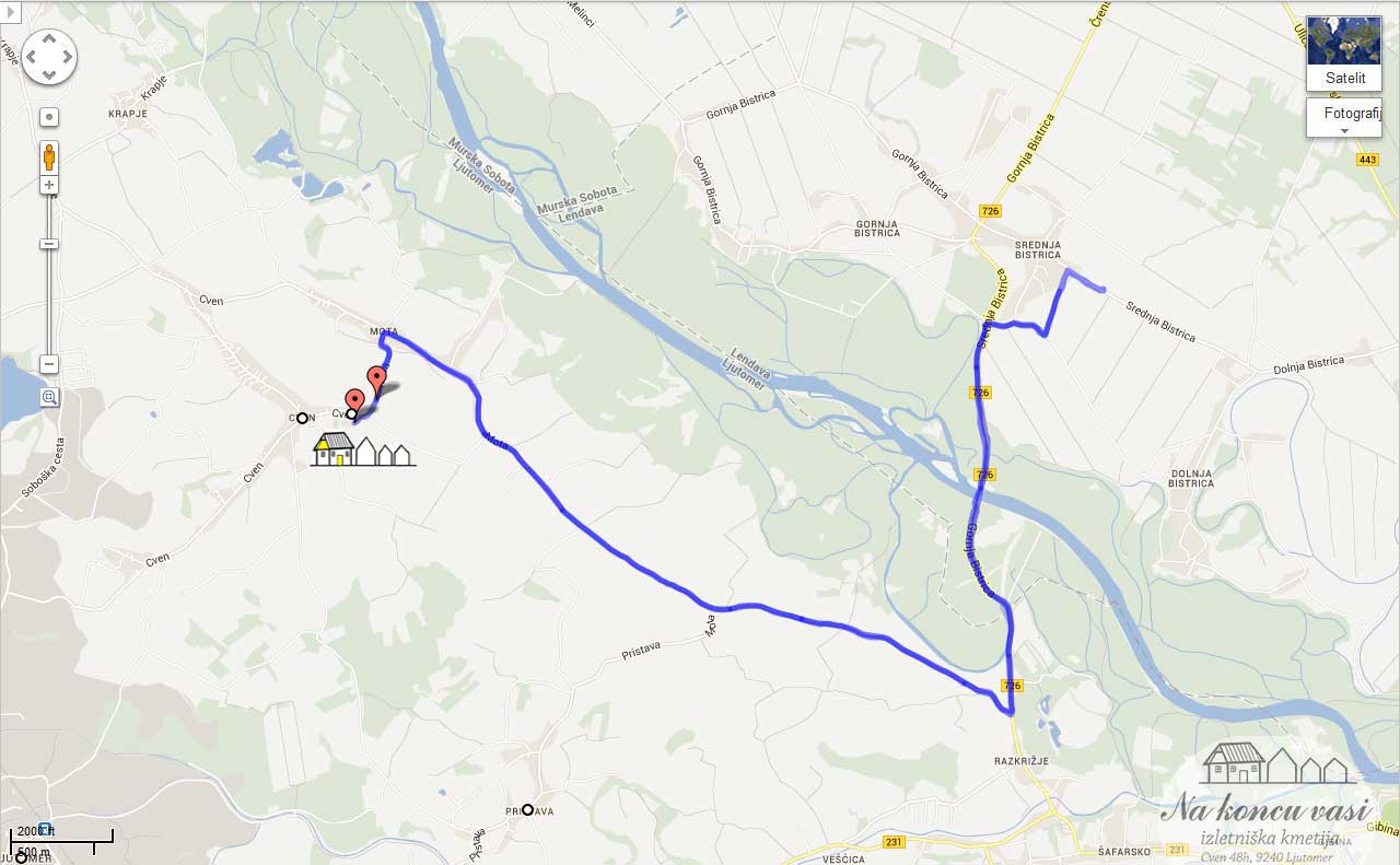 Slika poti - Cven - Srednja Bistrica in nazaj