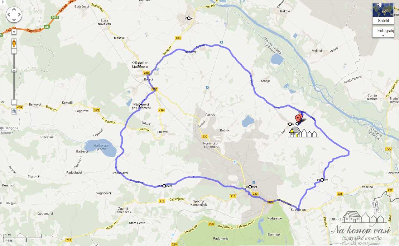 Slika poti - Cven-Branoslavci-Pristava