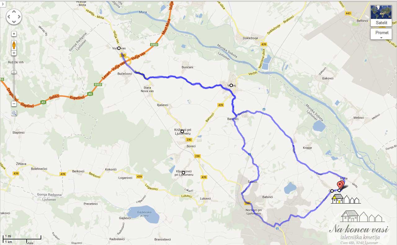 Slika poti - Cven-Vučja Vas-Šalinci