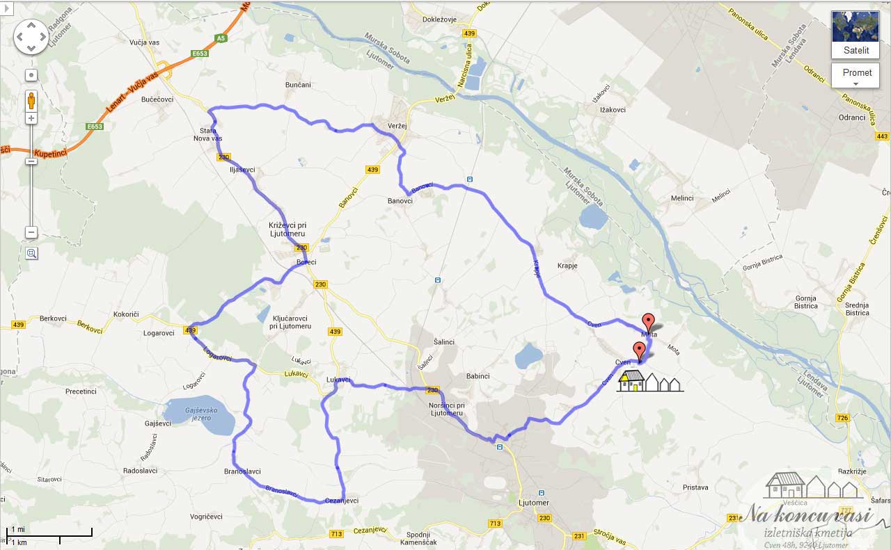 Slika poti - Cven-Stara Nova vas - Branoslavci