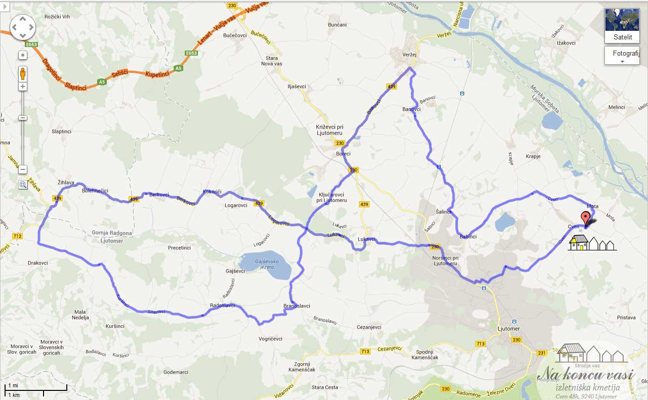 Slika poti - Cven-Žihlava-Branoslavci-Veržej